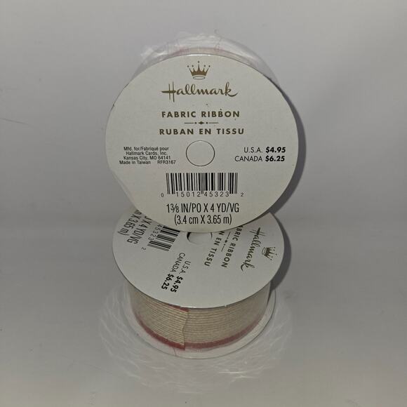Hallmark Fabric Ribbon Beige Red 12 Rolls 1-3/8" x 4 Yards Each Sealed Bows - Picture 5 of 16
